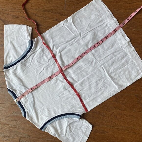 Fred Perry Rare VTG Collared White Vest Tee Large - Picture 4 of 4